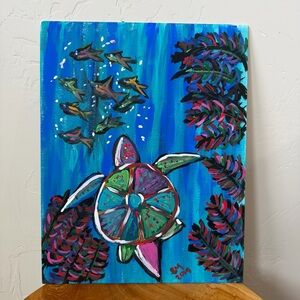 Original Sea Turtle Acrylic Painting
14x11 |Hand Painted Ocean Life Canvas Art